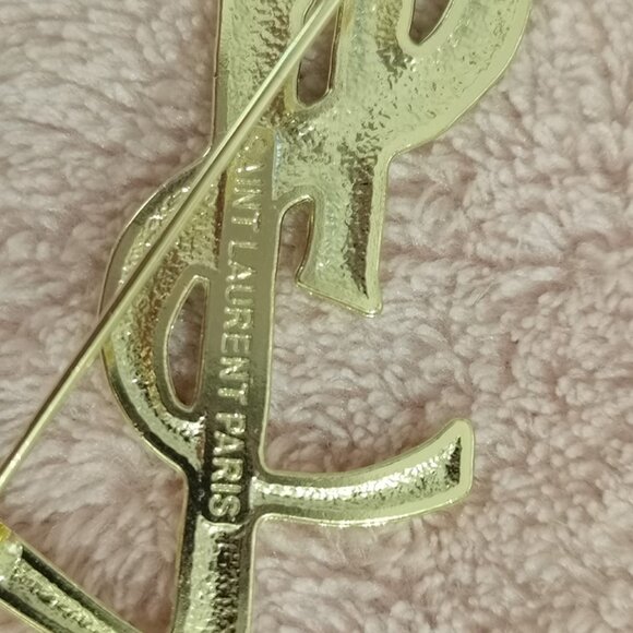 Yves Saint Laurent Gold Ysl Badge Brooch - Picture 4 of 6